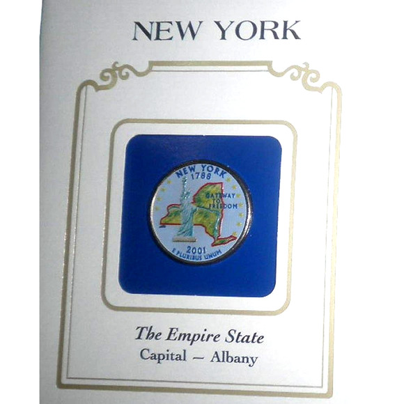 NEW YORK COLORIZED QUARTER & FIRST DAY COVER BY POSTAL COMMEMORATIVE SOCIETY - Picture 2 of 4